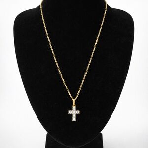 Gold necklace with small Moissanite Cross pendant